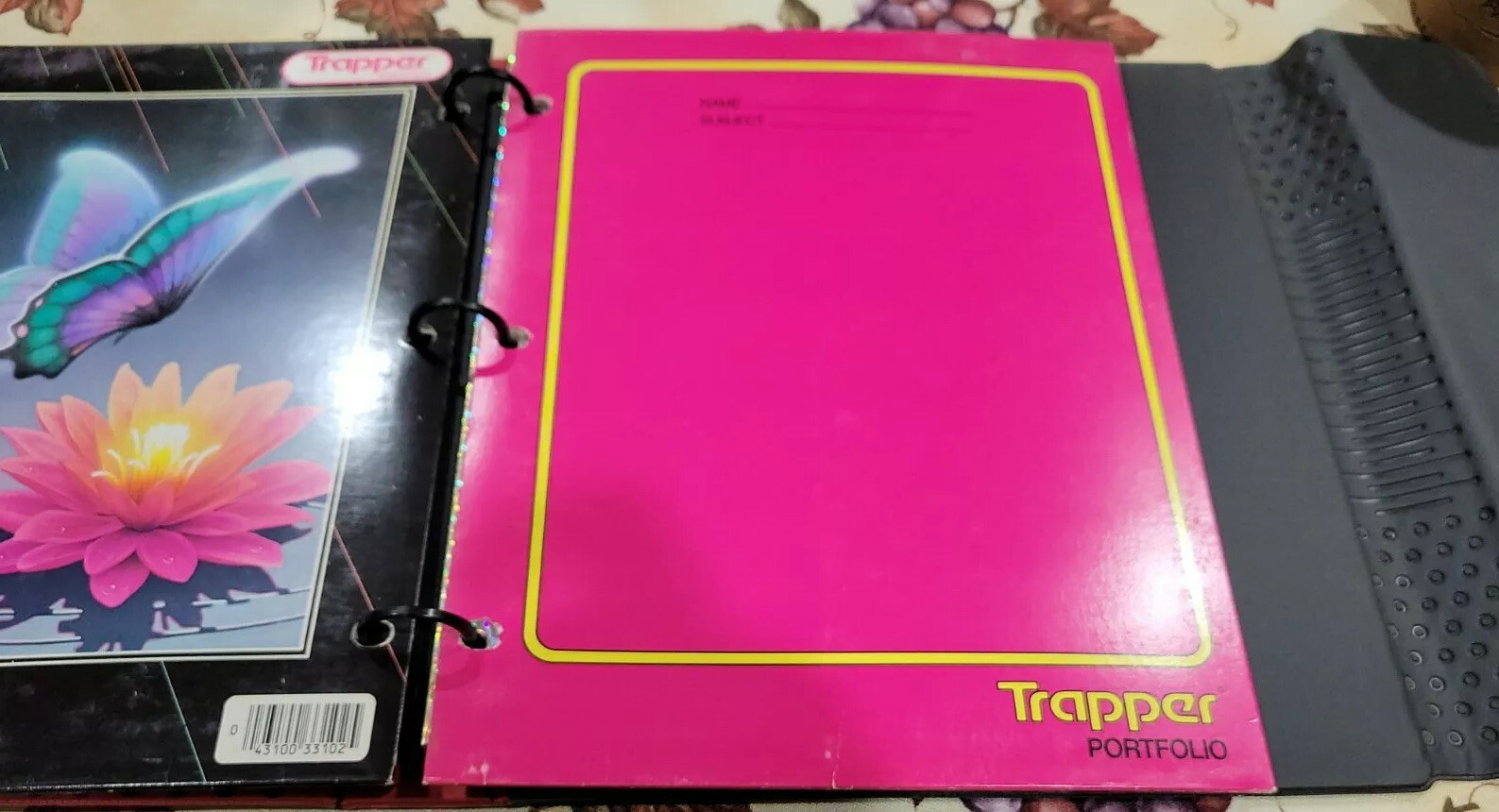 Vintage Mead Trapper Keeper Notebook Butterfly Water Lily 29096 with FOLDERS ETC
