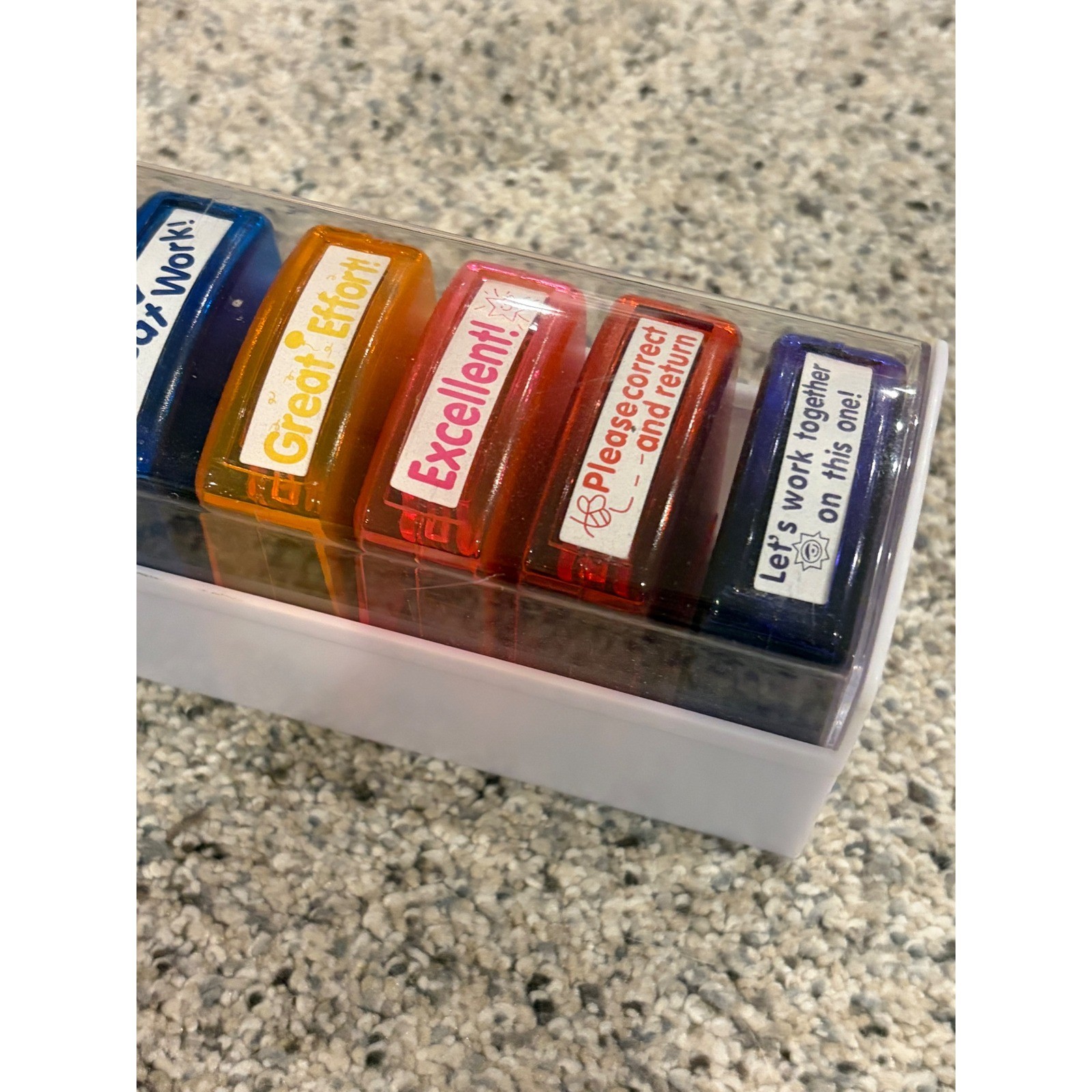 8 Piece Self Inking Teacher Stamp Set Grading Motivation Classroom Supplies