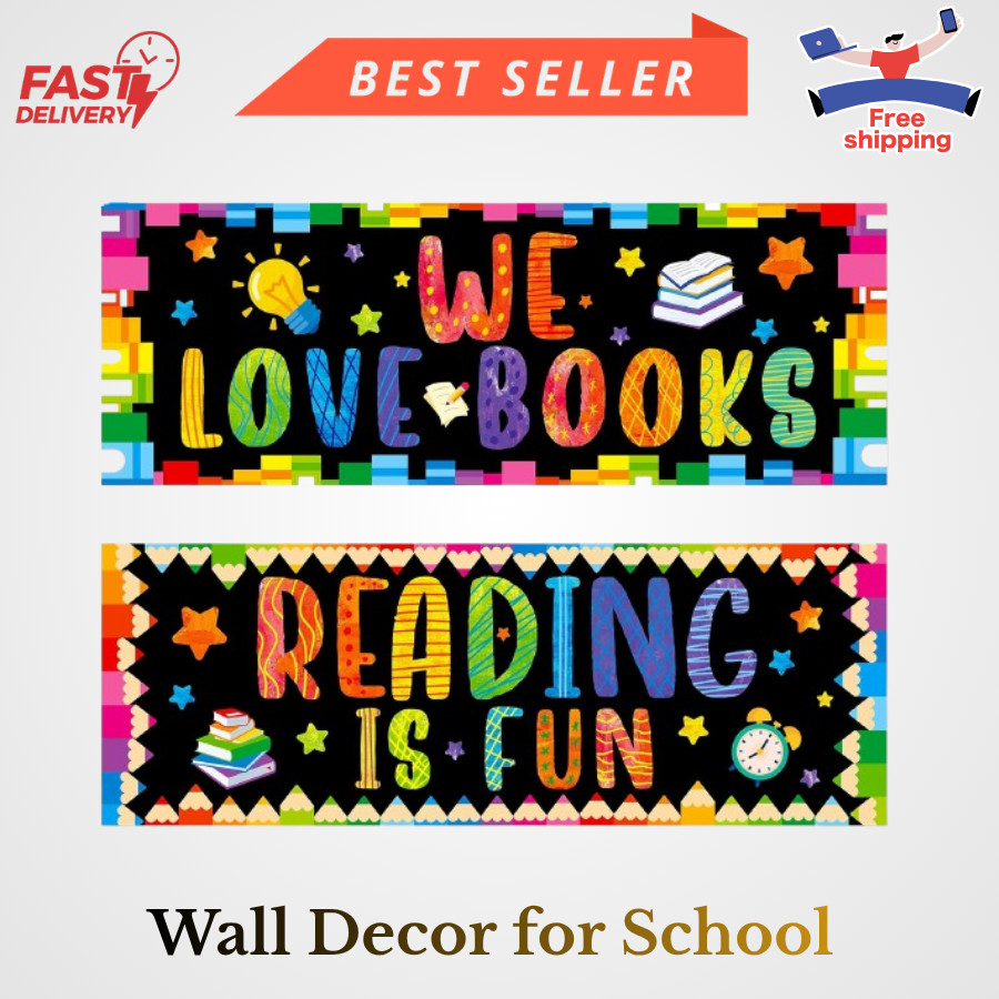 Classroom Banner Poster, 2 PCS Inspirational Bulletin Board Decoration Colorful