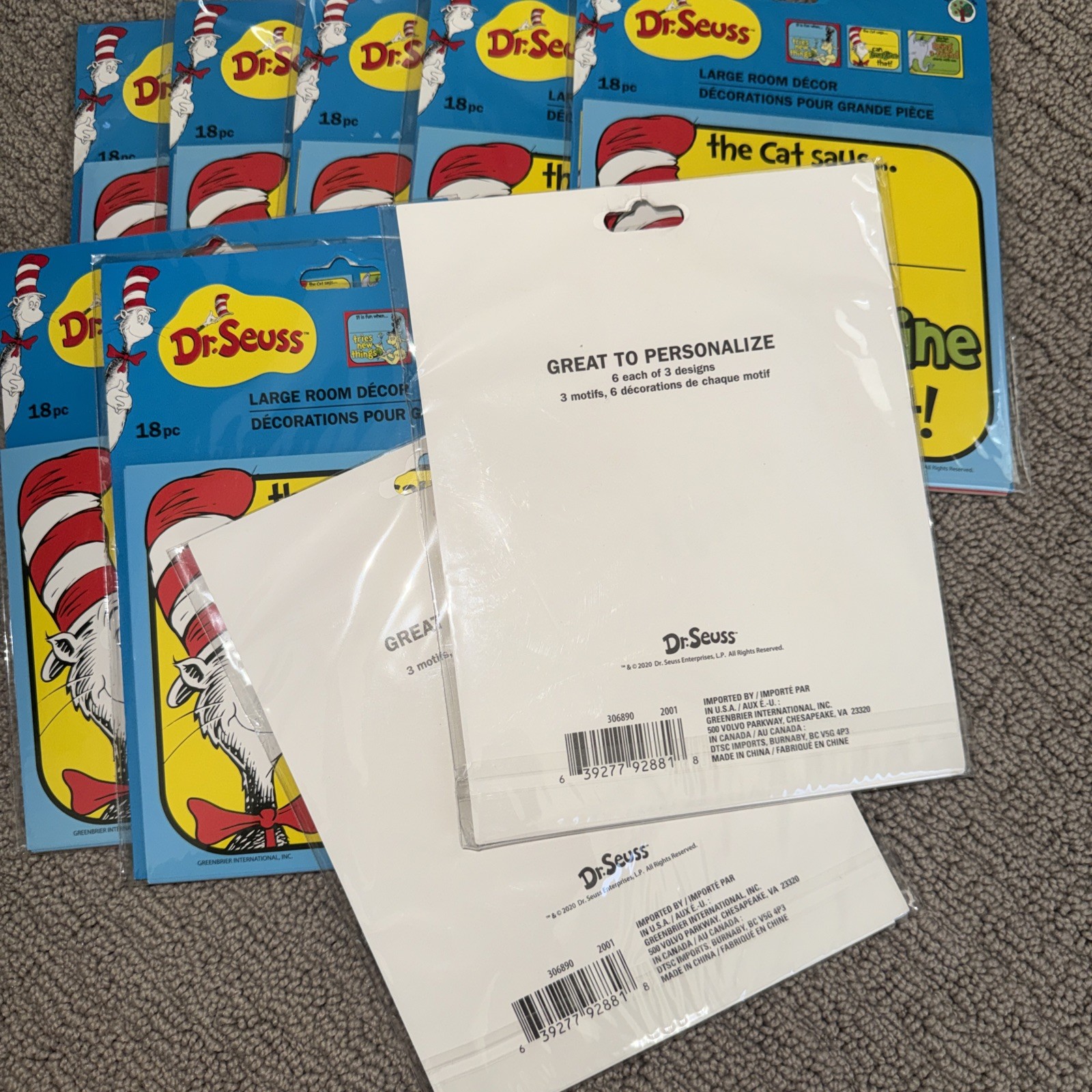 Kids Educational Dr. Seuss Learning To Read 18 Piece Fill In-NEW 9 Sets 18 Each