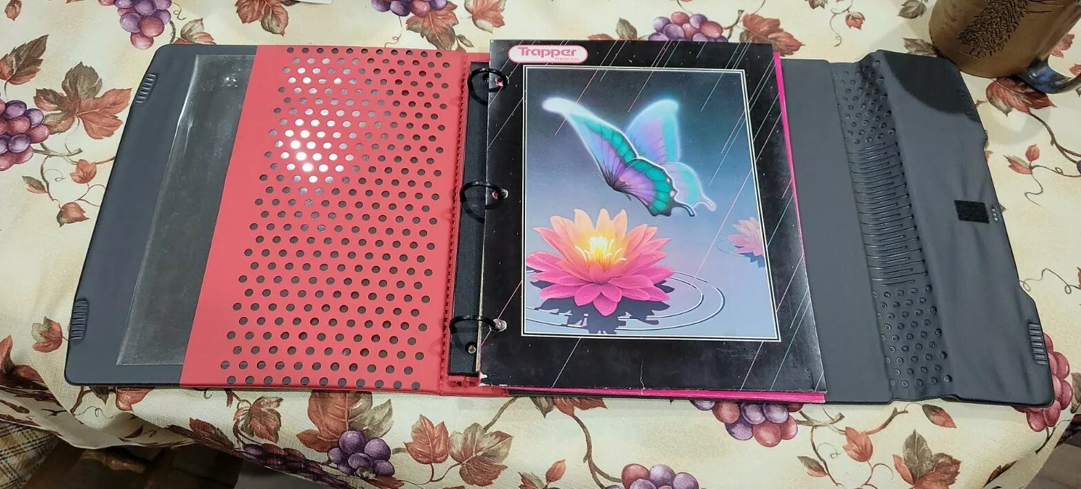 Vintage Mead Trapper Keeper Notebook Butterfly Water Lily 29096 with FOLDERS ETC
