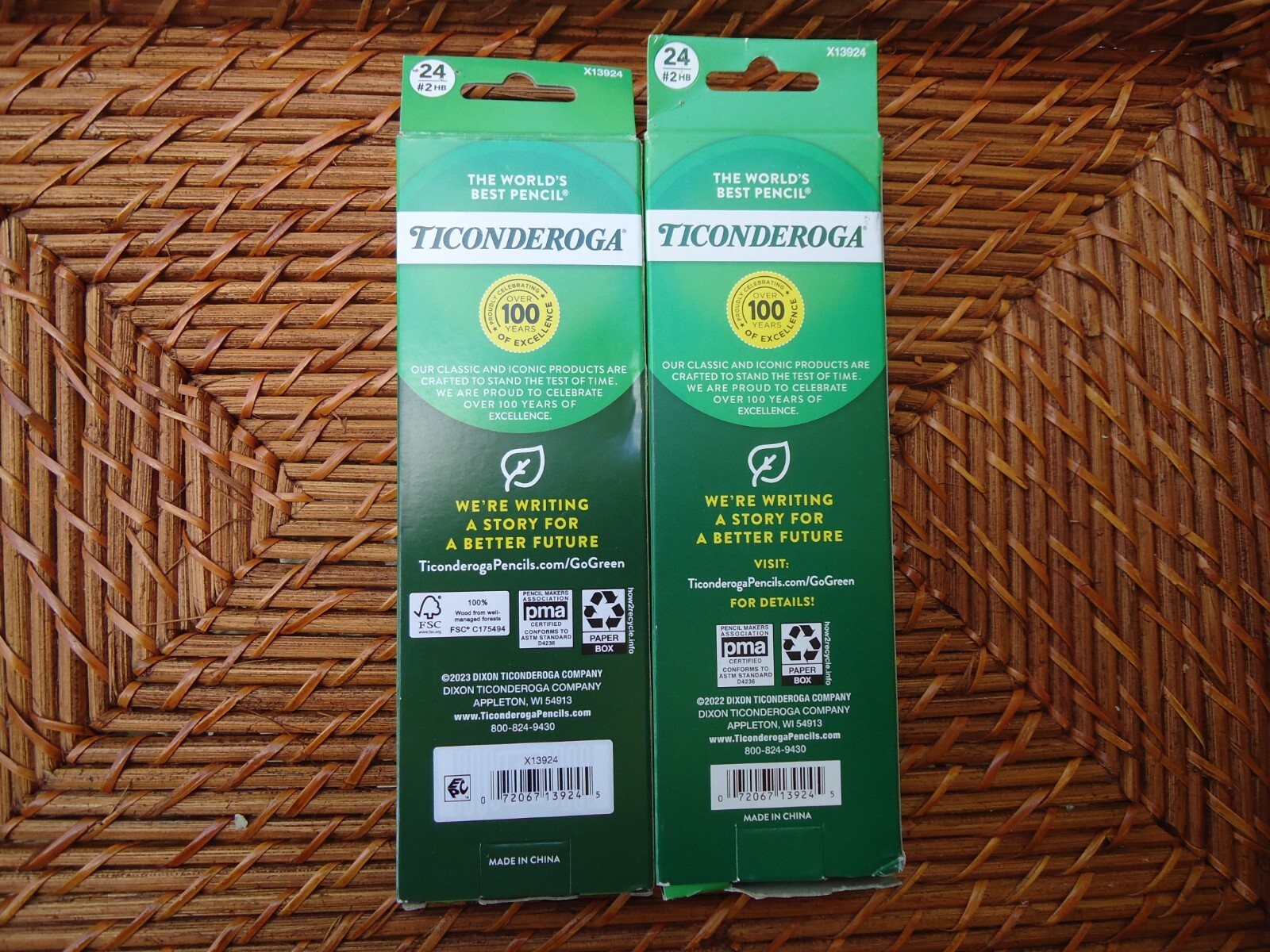 2 Ticonderoga 24 Pk #2 HB Unsharpened Pencils The Worlds Best Pencil Ripped Box