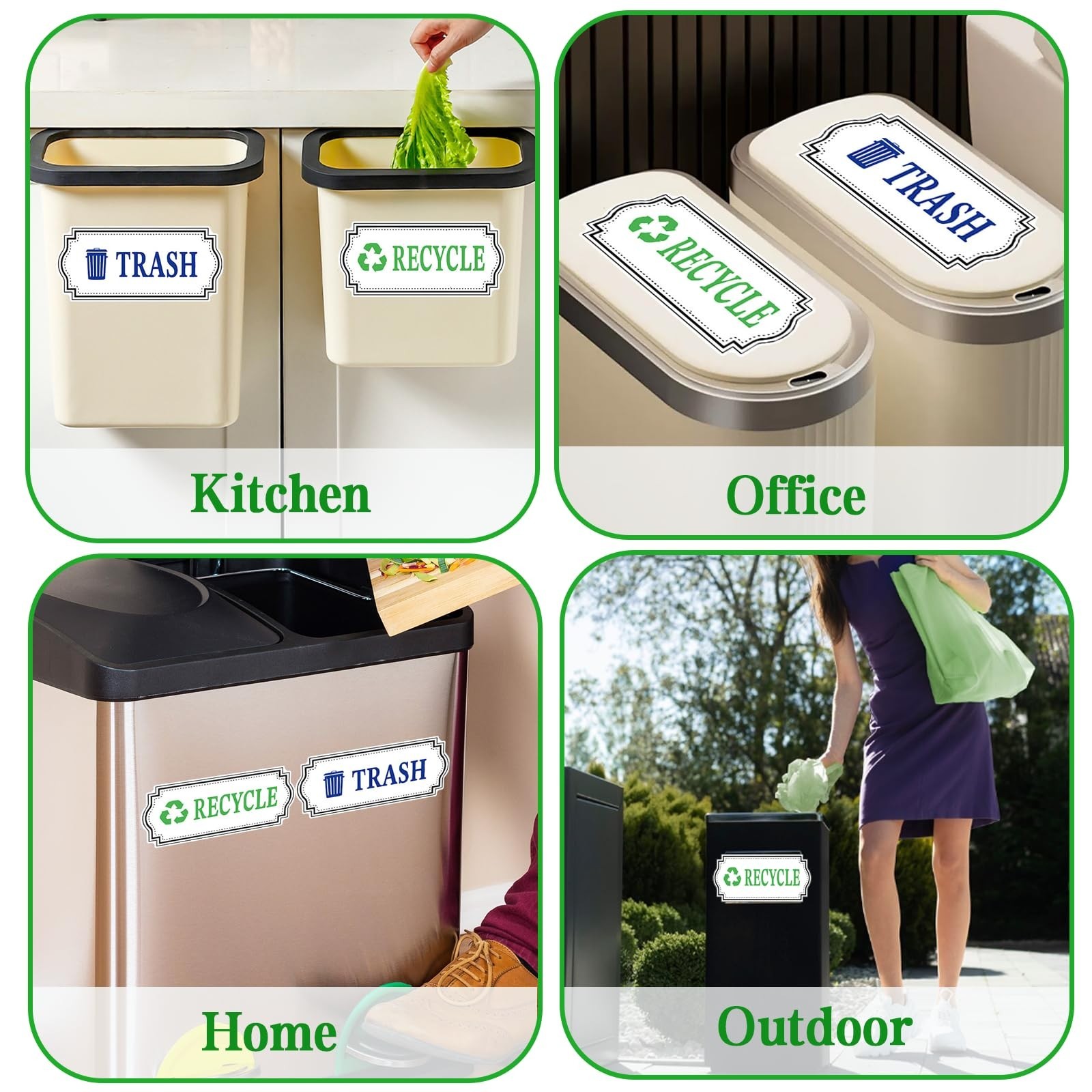 Glow in The Dark Trash and Recycle Stickers, Vinyl Stickers for Kitchen Garba…