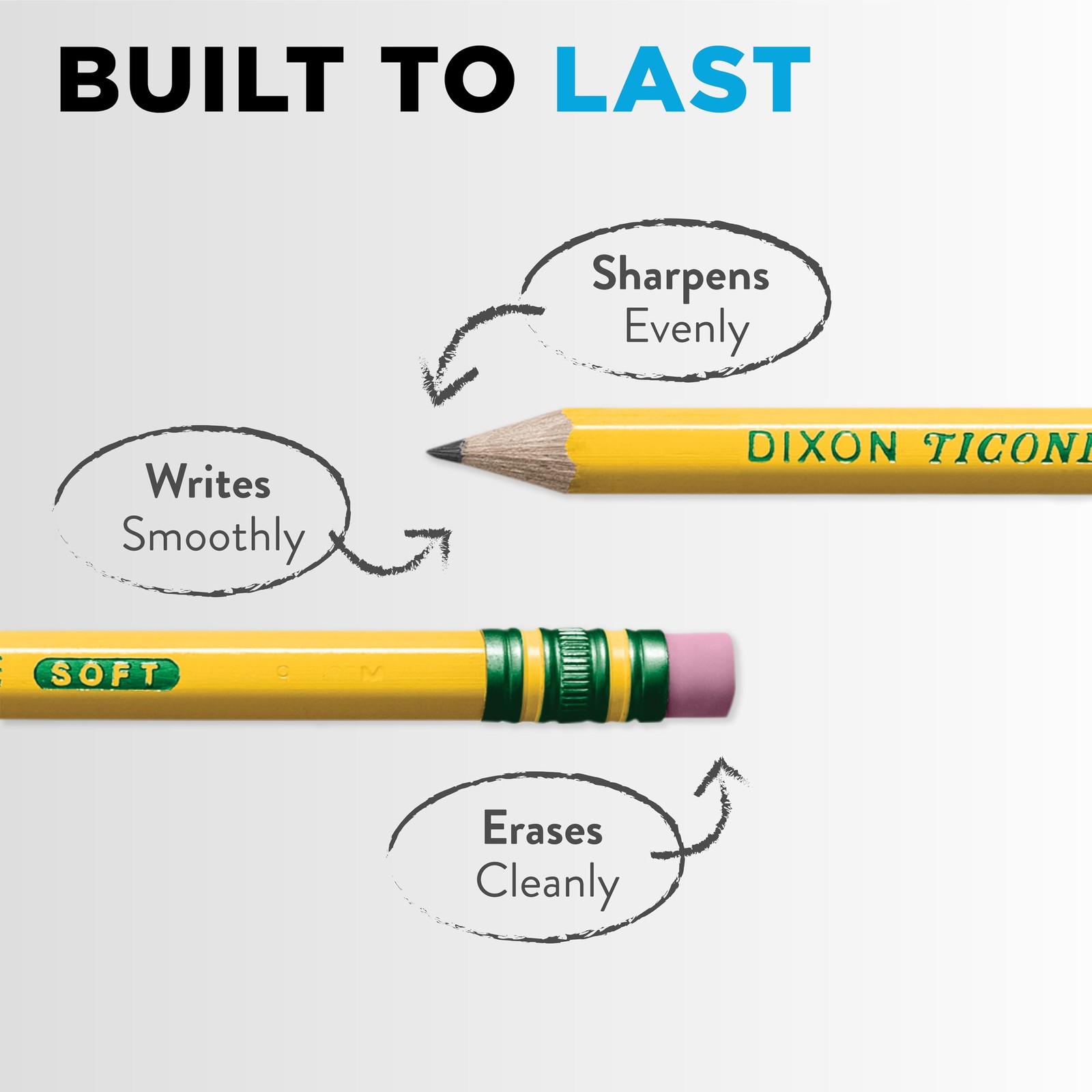 Wood-Cased Pencils, Unsharpened, 2 HB Soft, Yellow, 24 Count