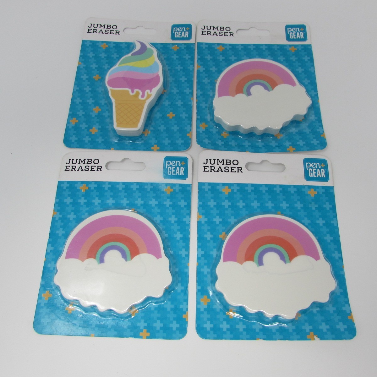 Pen + Gear Jumbo Erasers Ice Cream Cone Rainbow Lot of 4