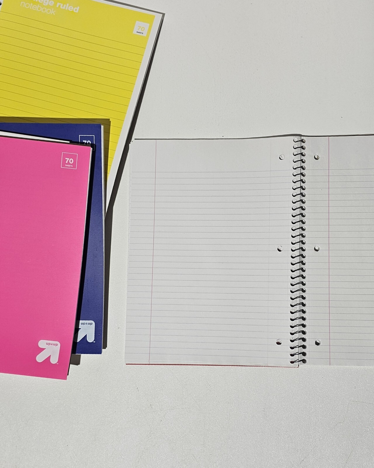 Set Of 10 pcs Up & Up College Ruled Notebook, 70 Sheets. Set of random colors.