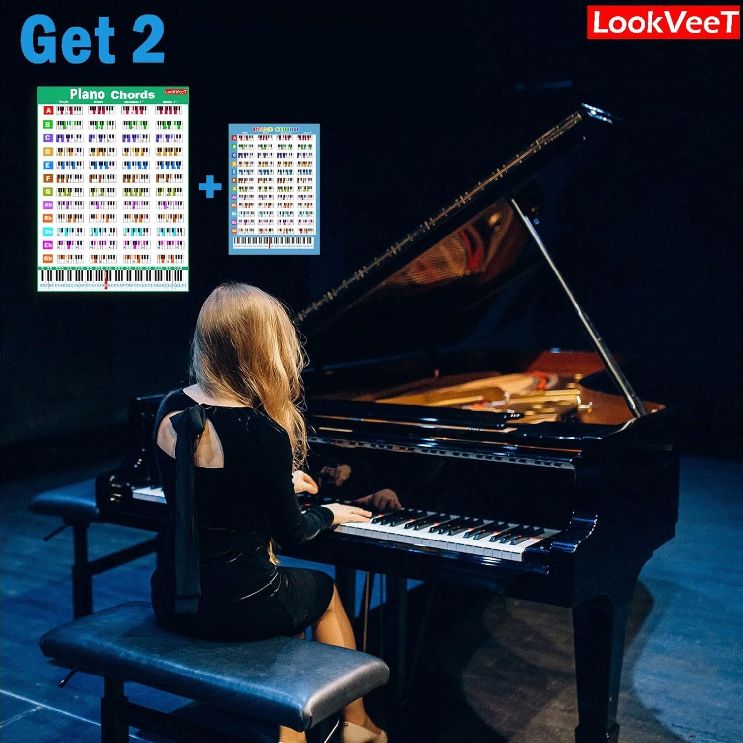Piano Chord Chart Poster For Beginner And Portable A4 Laminated Chords