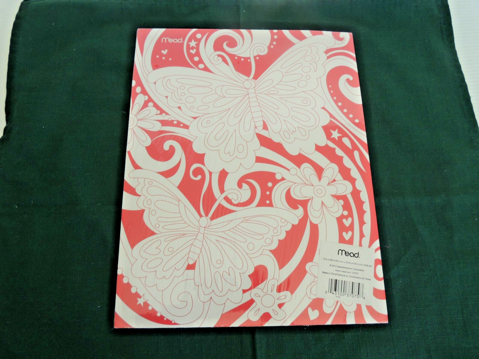Mead Pocket Folder, 2-Pocket, 12″ x 9-3/8″, RED BUTTERFLYE, PURPLE FLOWER