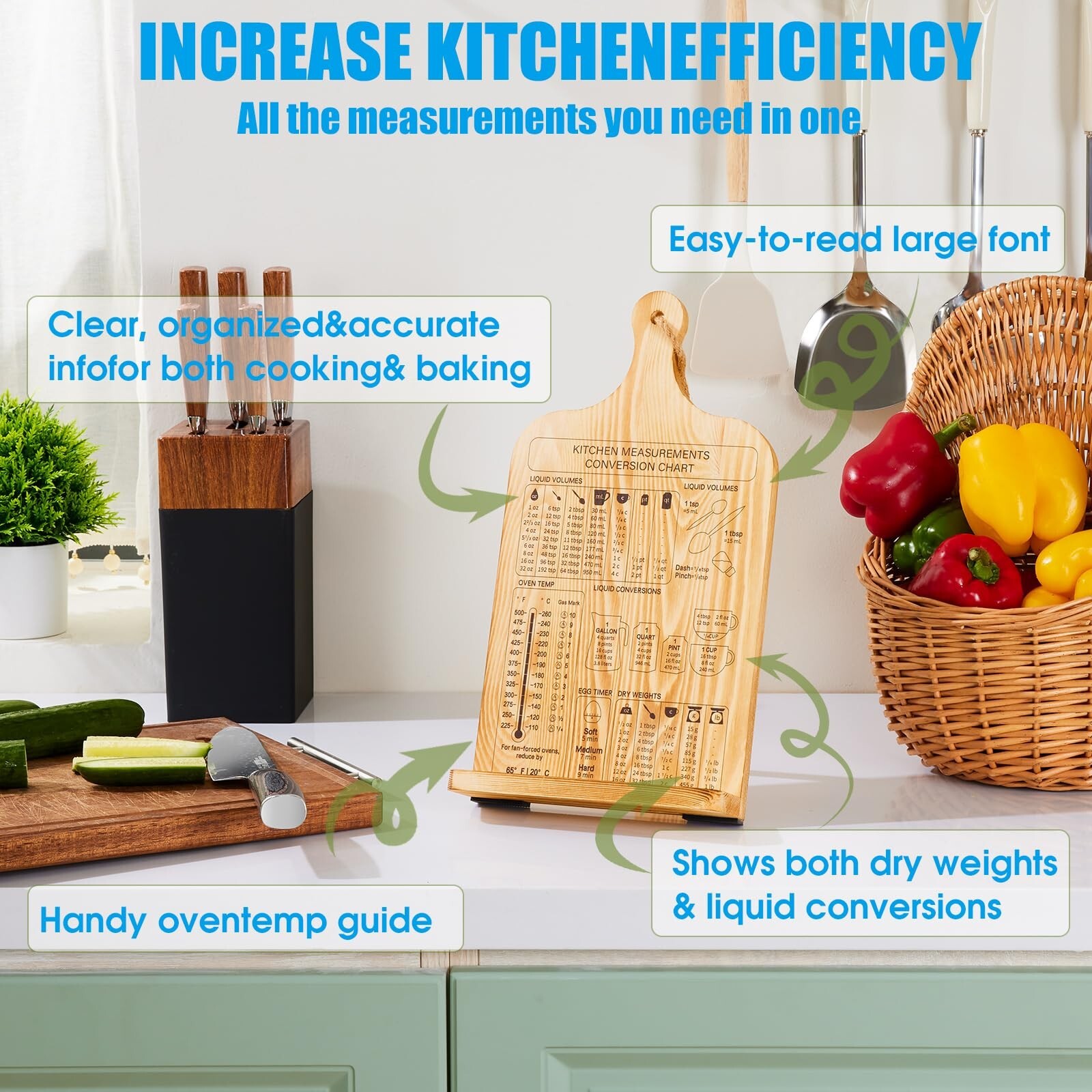 Wooden Cookbook Stand with 2 Aprons, Hieght Adjustable Bookholder for Kitchen…