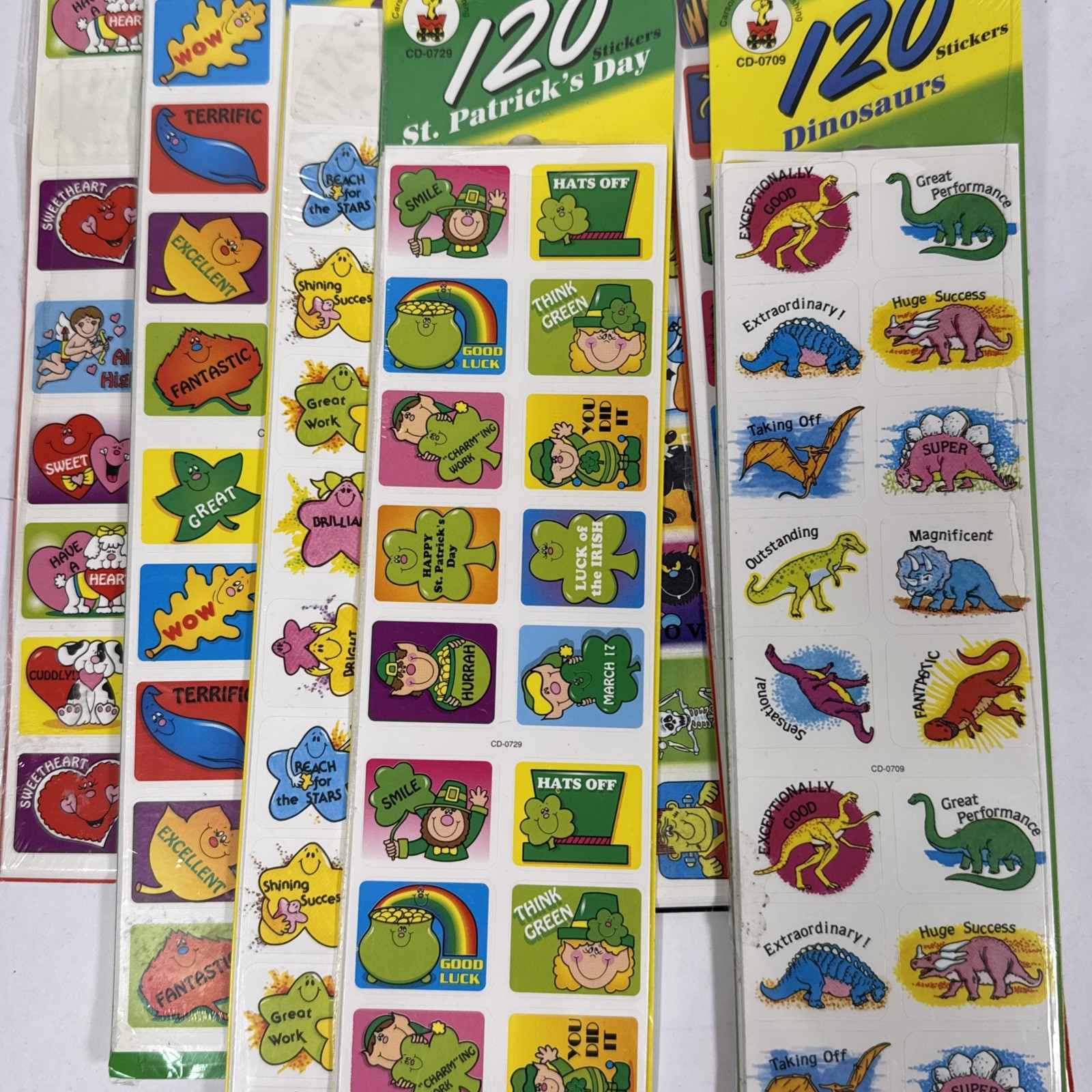 Vintage Carson-Dellosa Publishing Stickers 120 Lot 7 Bundles Holiday Dino Leaves