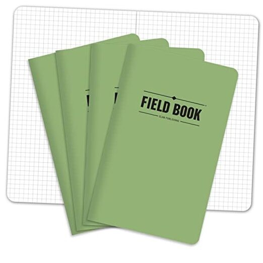 Field Notebook/Journal – 5″x8″ – Green Cover – Graph Book – Pack of 4