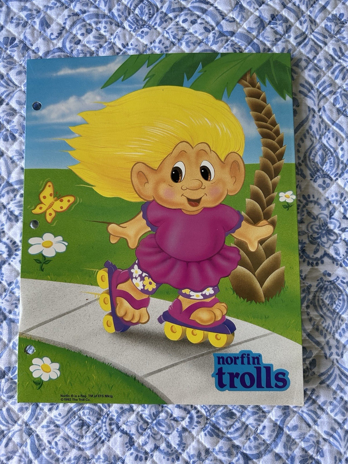 1992 Norfin Trolls Three Hole Pocket Folders For Binder Lot Of 2 Made In The USA