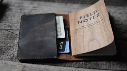 Distressed Leather Checkbook Journal Cover for Field Notes Dark Brown