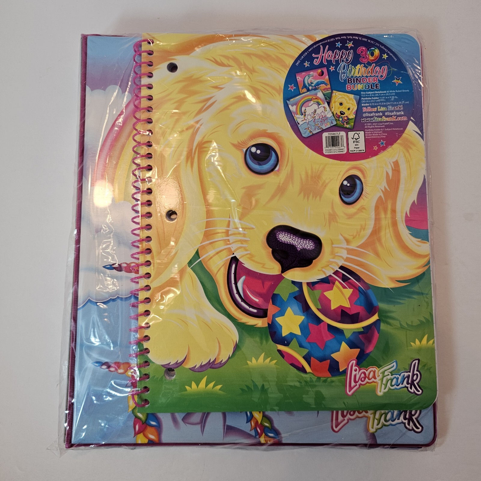 Lisa Frank Binder Notebook Happy 30th Birthday Bundle Folder Sealed Package 2021