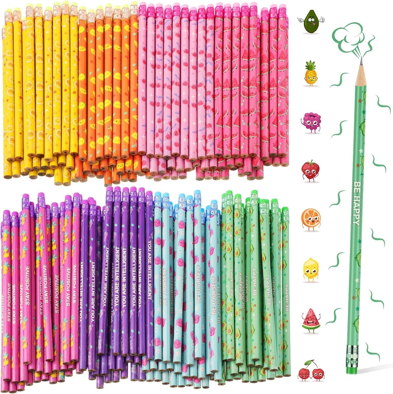 200 Pcs Scented Pencils Bulk for Kids Inspirational Cute Fun Wood Smelly Penc…
