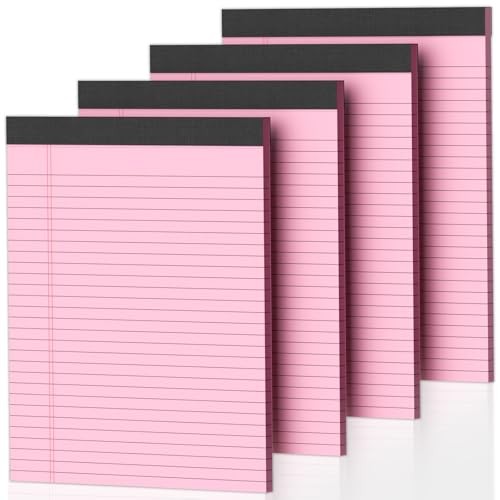 4 Pack Legal Pads 8.5 x 11 Note Pads 8.5 x 11 Notepad 8.5 x 11 Micro Pink