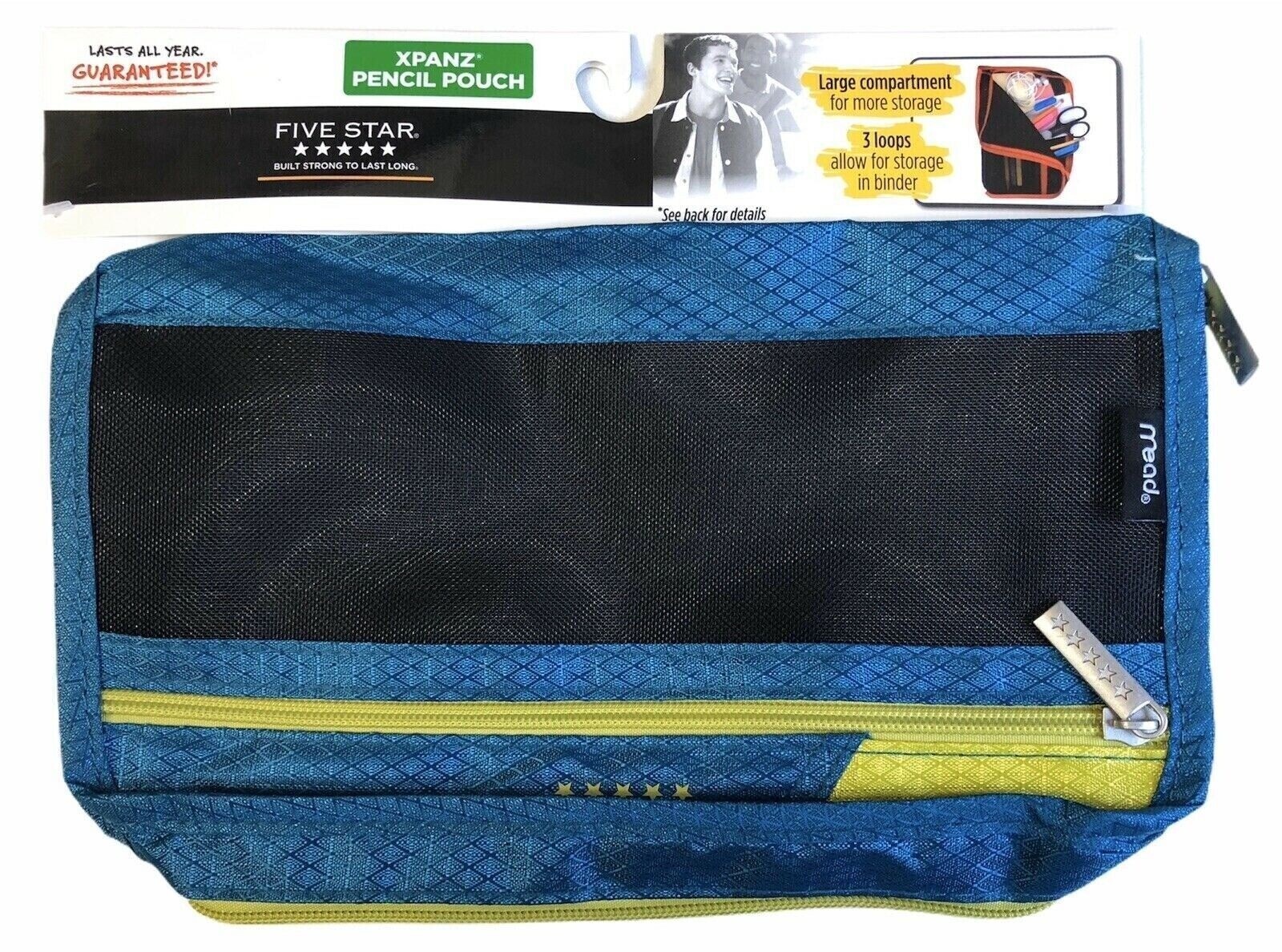 Mead Five Star XPANZ Pencil Pouch 2 Compartment Pockets For 3 Ring Binder
