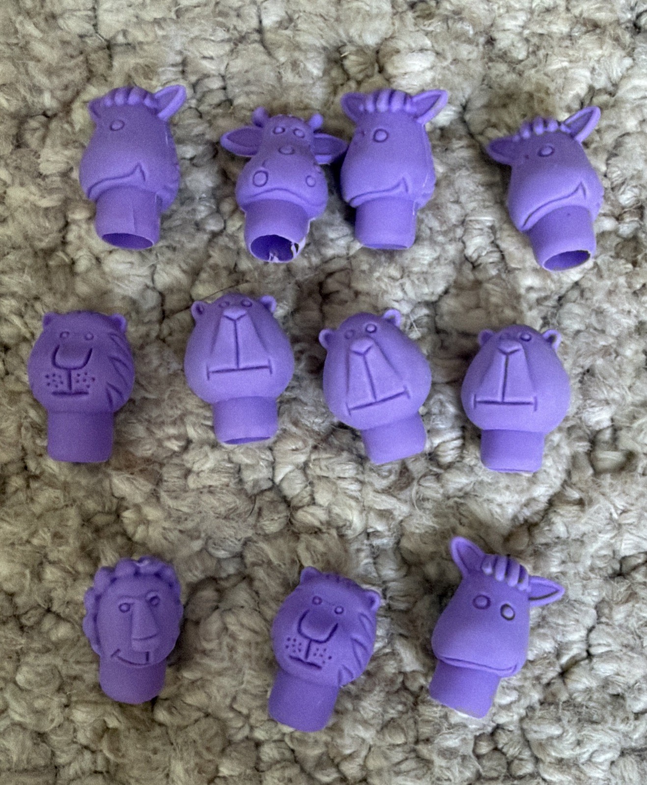 Animal Head Erasers Pencil Top Erasers Toy Chest Prize Teacher 44 piece