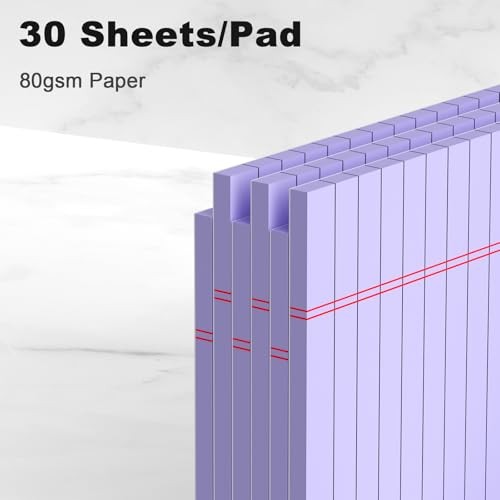 AILZFEI 6pcs Small Legal Pad 5×8 College Ruled Legal Pads Notepads 6 Purple