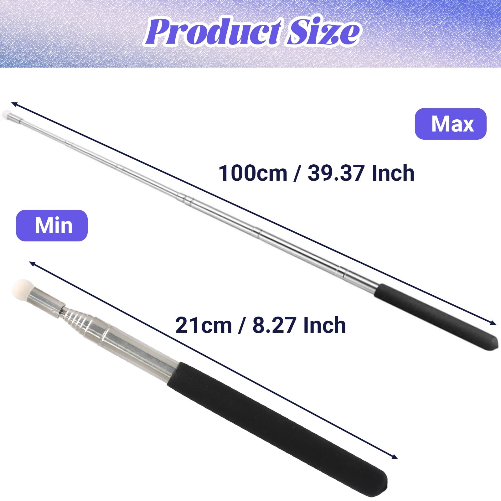 Retractable Telescopic Pointer Stick for Classroom Teaching 39.4 Inch Black