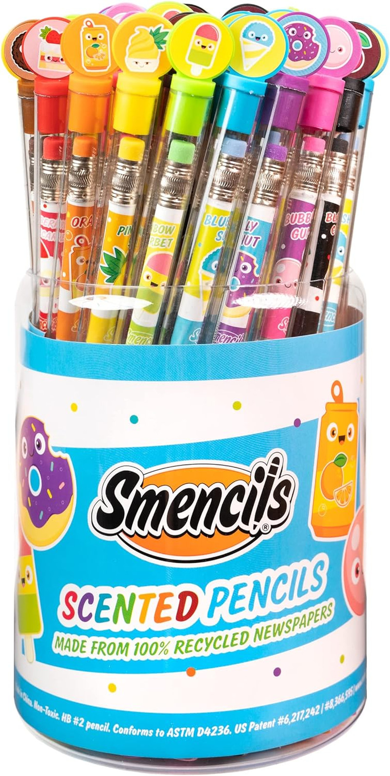 Graphite Smencils Cylinder – HB #2 Scented Pencils, 50 Count, Gifts for Kids, Pa