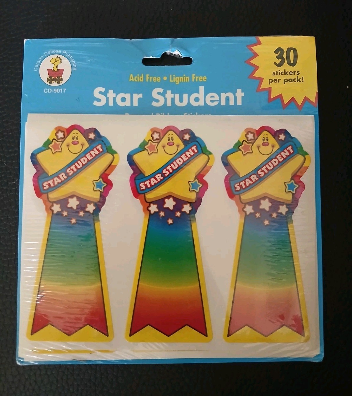 New VINTAGE Carson-Dellosa Star Student Reward Ribbon Stickers 30 in Pack