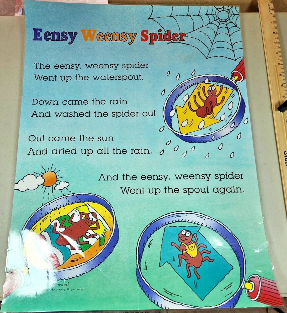 Vintage Eency Weesy Spider Classroom Poster Song In The Barn 18″ X 24″