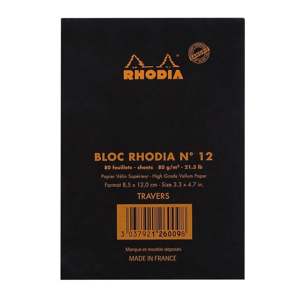 Rhodia Staplebound Notepad – Lined 80 sheets – 3 3/8 x 4 3/4 – Black cover