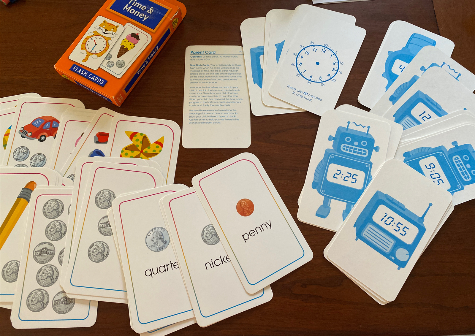 SCHOOL ZONE Time & Money Flash Cards Ages 6 and up COMPLETE & UNUSED