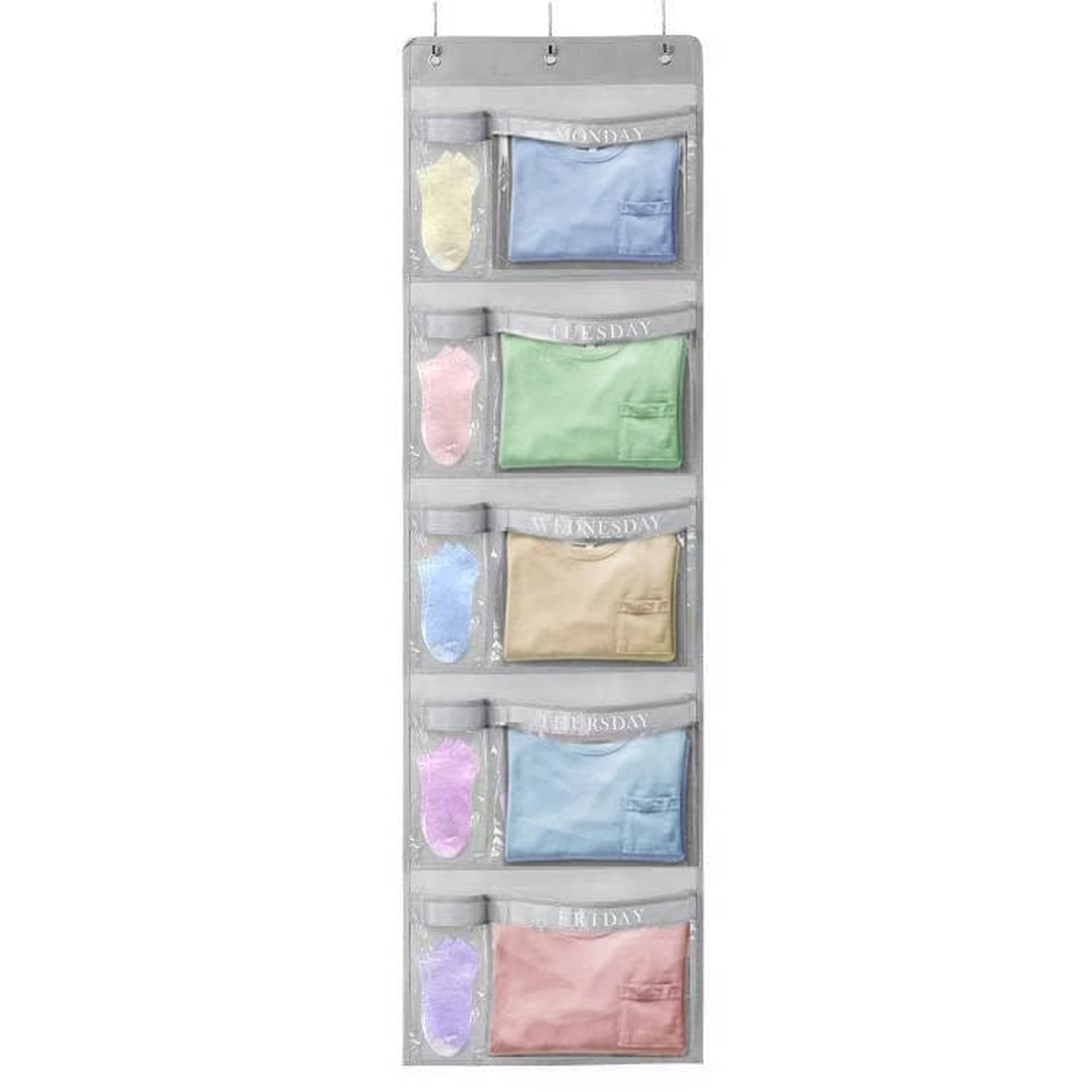 1 Pack Weekly Kids Clothes Organizer – Day of the Week Hanging Closet Stor