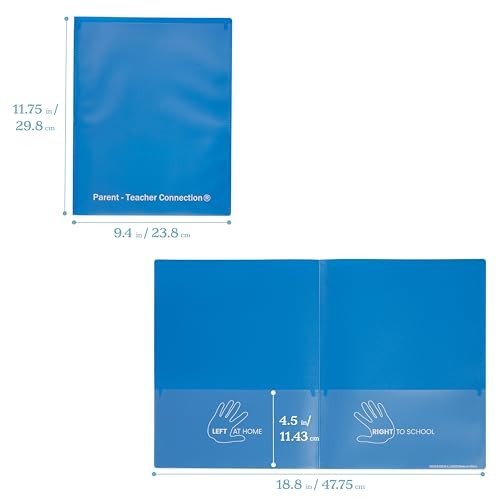 ECR4KIDS 36-PIECE POCKET PARENT-TEACHER CLASSROOM FOLDER, SCHOOL SUPPLIES BLUE