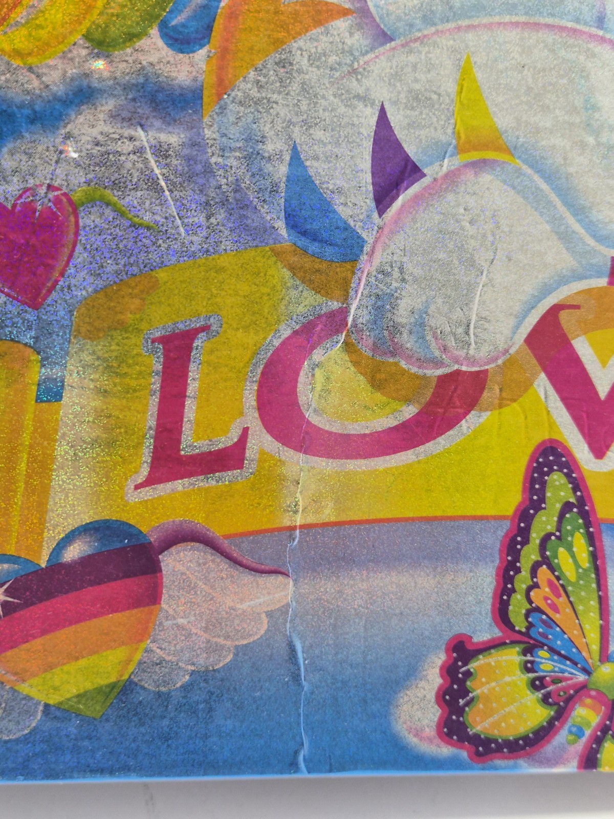 ​Vintage Lisa Frank 3-Ring Binder Holographic Angel Kitty Cat Rainbow 90s Y2K