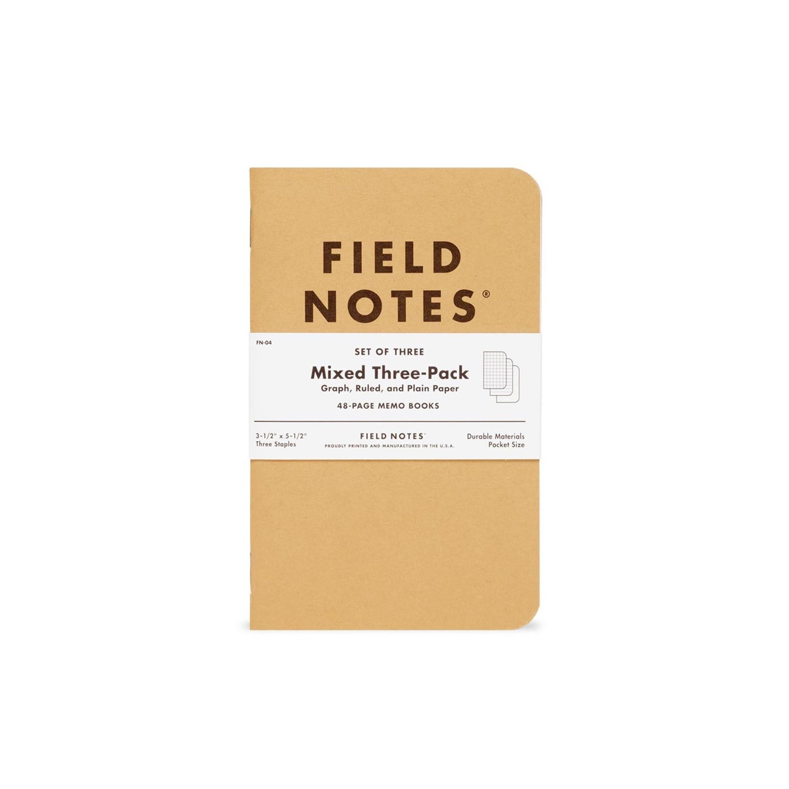 Field Notes: Original Kraft 3-Pack – Mixed Paper (1 Graph/Grid, 1 Ruled/Lined…