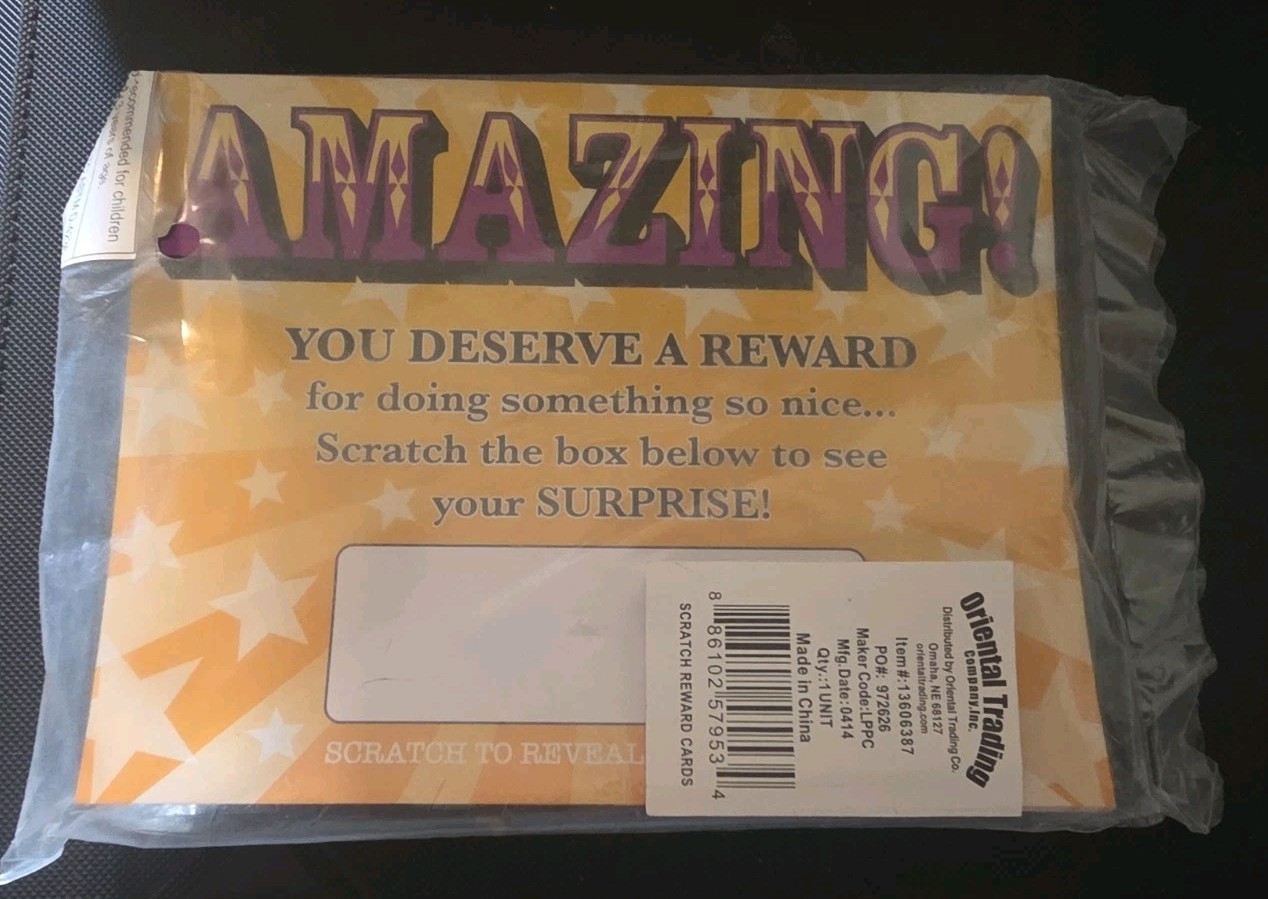 Fun Express 5 1/2″ x 4 1/4″ Bulk 48 Pc. Scratch-Off Multicolor Paper Reward Card