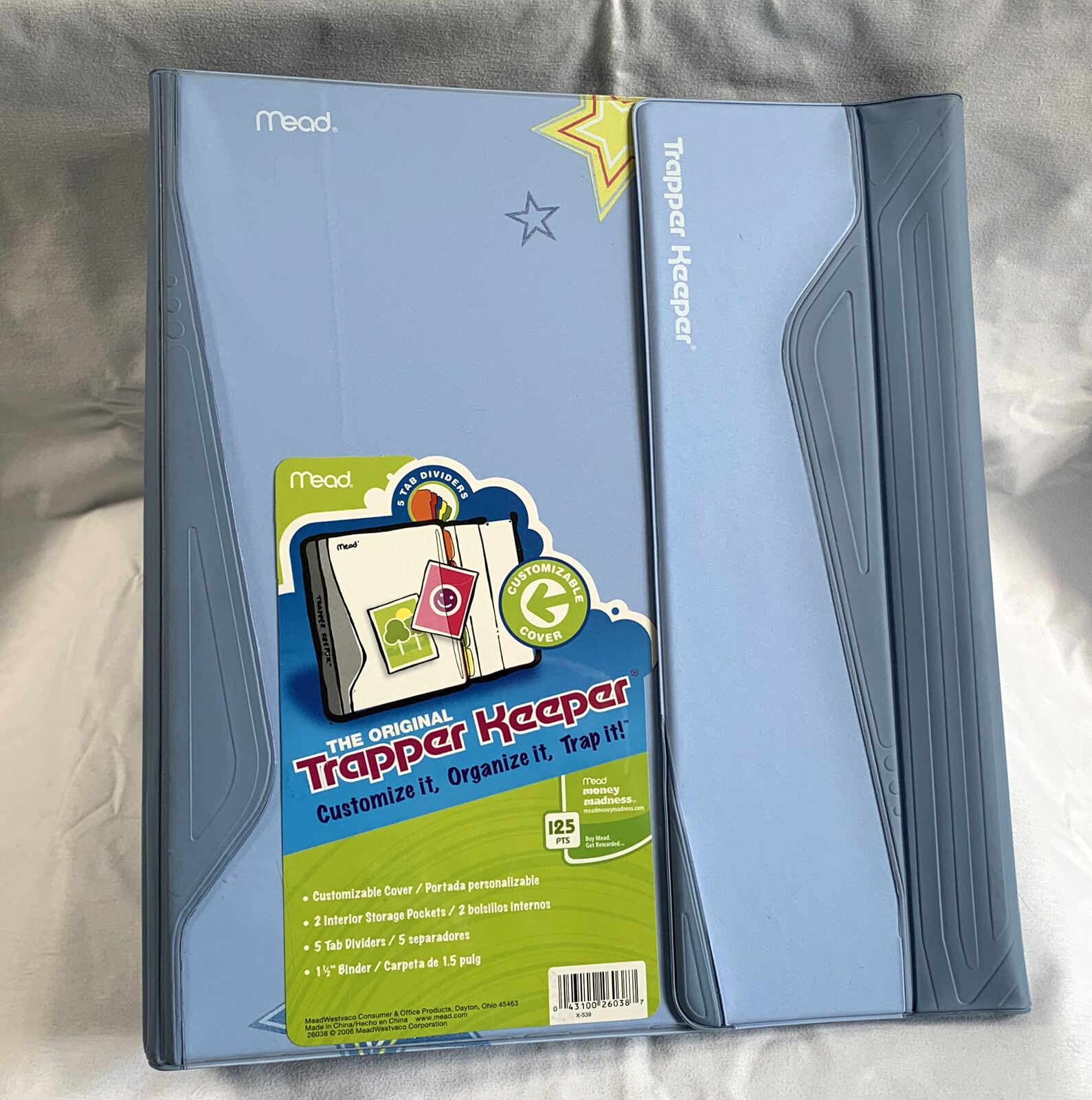 Trapper Keeper Notebook 29096 Blue Stars Folders Looks Unused
