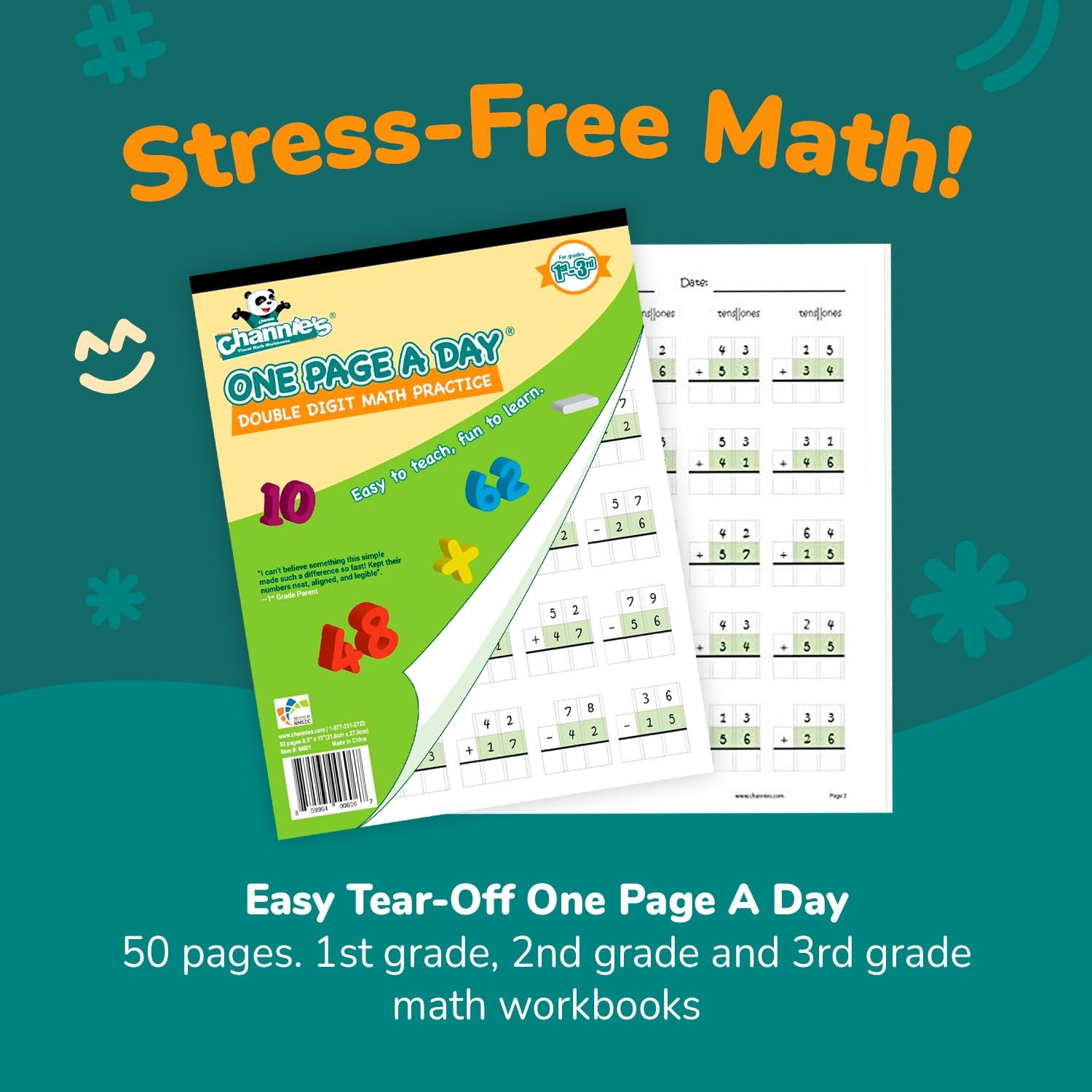 One Page A Day Double Digit Math Problem Workbook for 1st Graders, 2nd Grader…