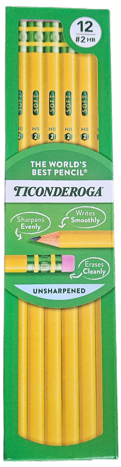 4 pks – (48 ) Ticonderoga Wood Pencils, Unsharpened #2 HB Lead, 12 Count Each Bx