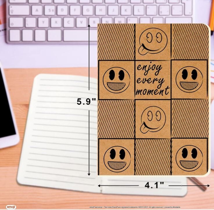 12 PACK! Emoji Kraft Notebooks Lined Memo Pads Kids Travel Journal Set, 80pgs