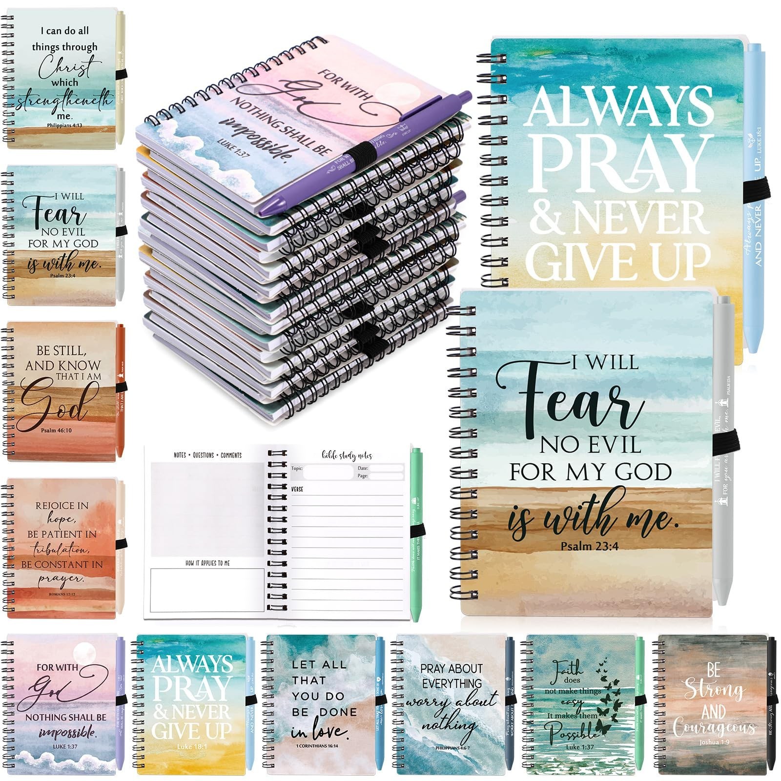 10 Sets/20 Pcs Christian Prayer Journal for Women Bulk Spiral Notebooks with …
