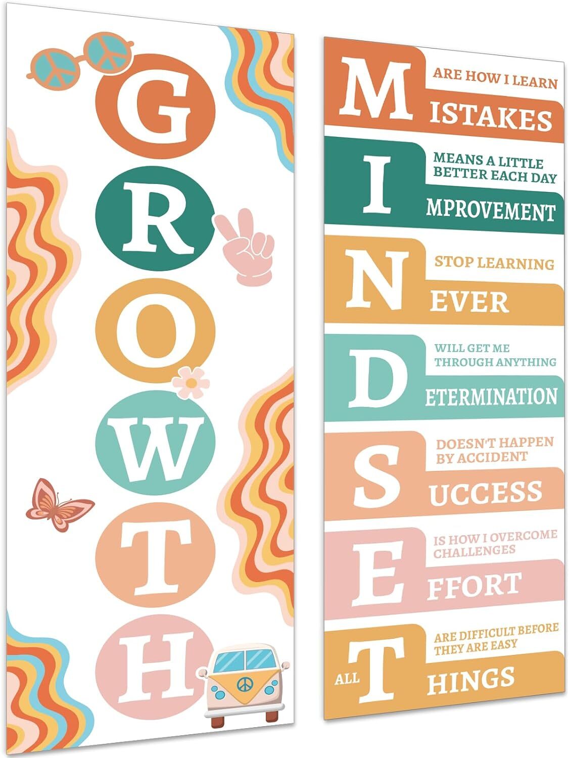 Growth Mindset Posters for Classroom Motivational 13.78×8.66inches, Colorful