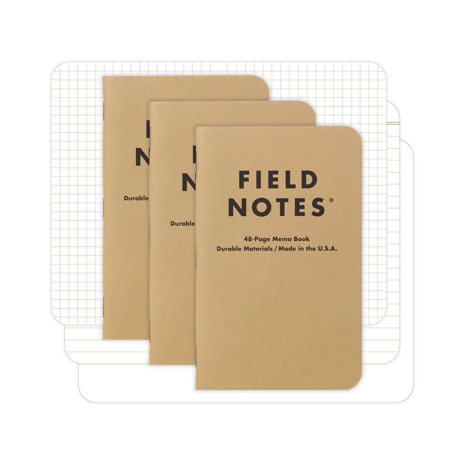 Field Notes: Original Kraft 3-Pack – Mixed Paper (1 Graph/Grid, 1 Ruled/Lined…