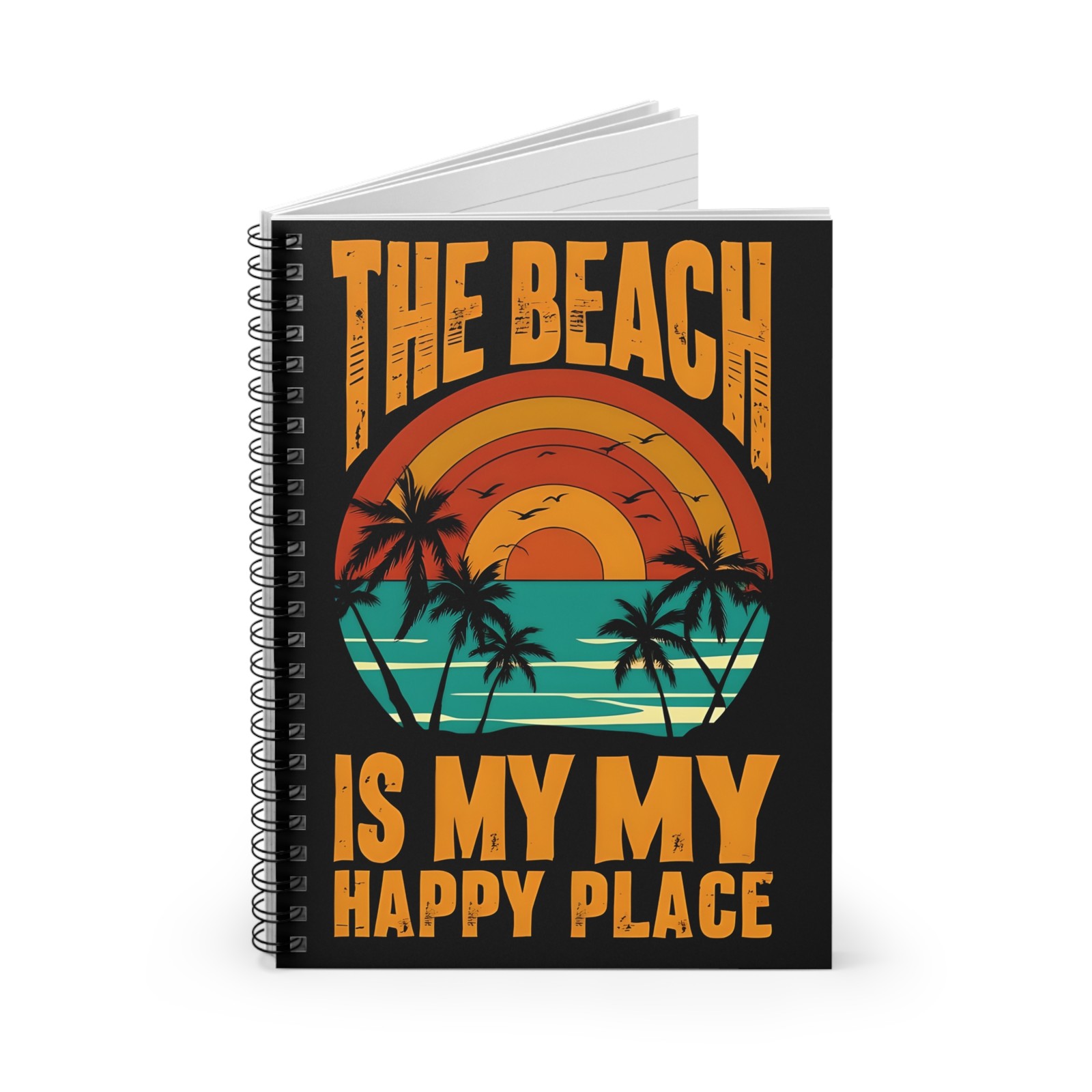 Beach Sunset Palm Illustration Spiral Notebook | Ruled Journal | Personal Diary