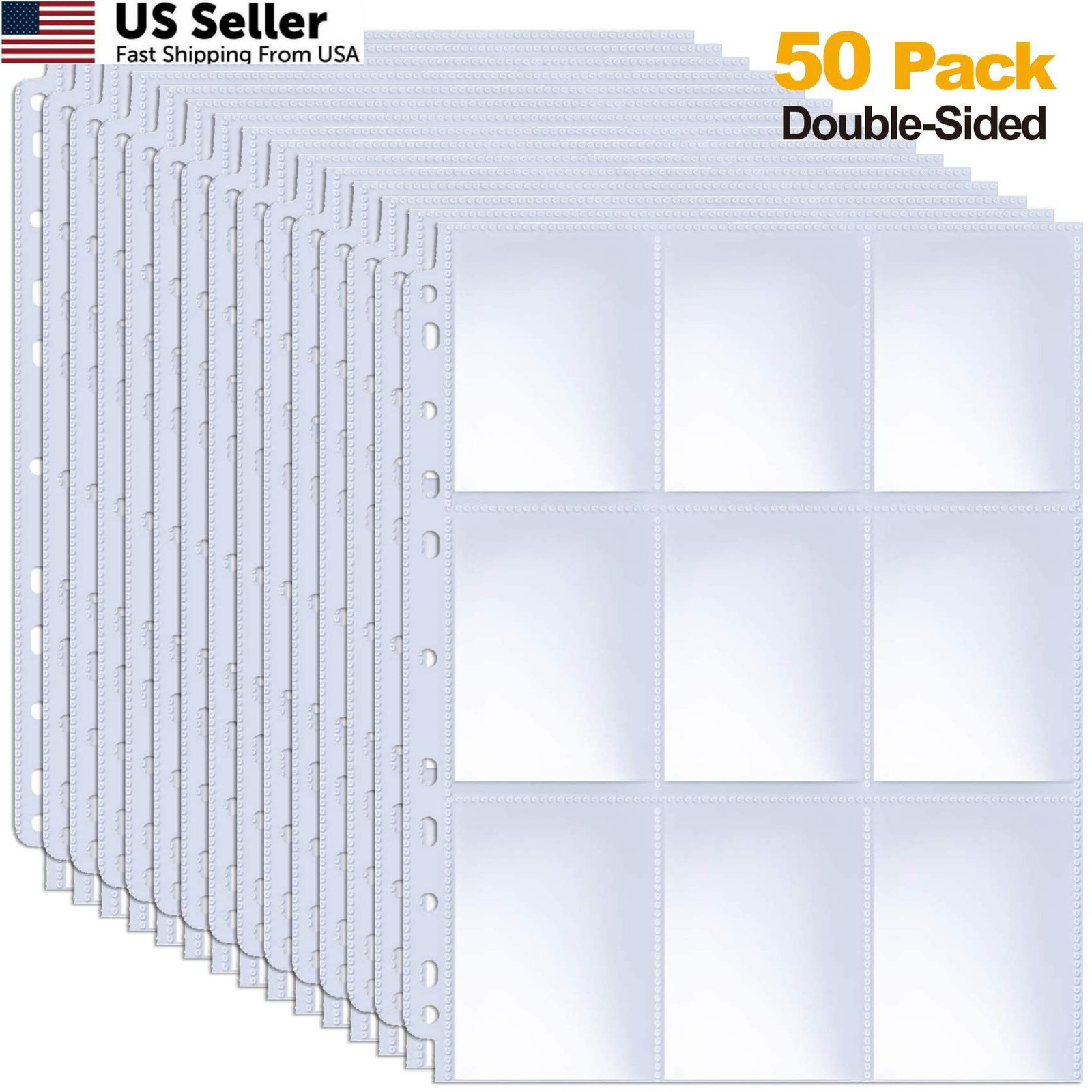 900 Pockets Baseball Card Sleeves, ABLY Double Side Double-Sided, Silver