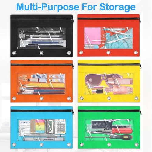PCS Pencil Pouch for 3 Ring Binder, Zipper Pencil Pouches in 6 72 Multicolor