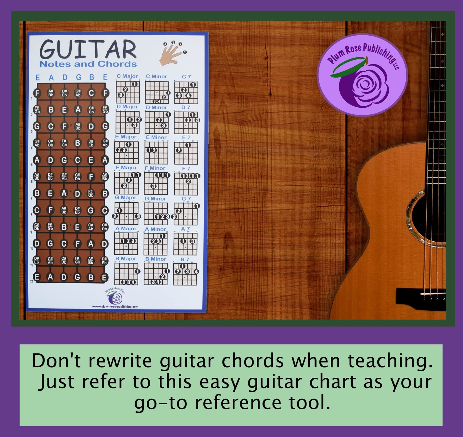 PLUM ROSE Guitar Chord Poster (11×17) – Guitar Chord Chart – Educational Musi…
