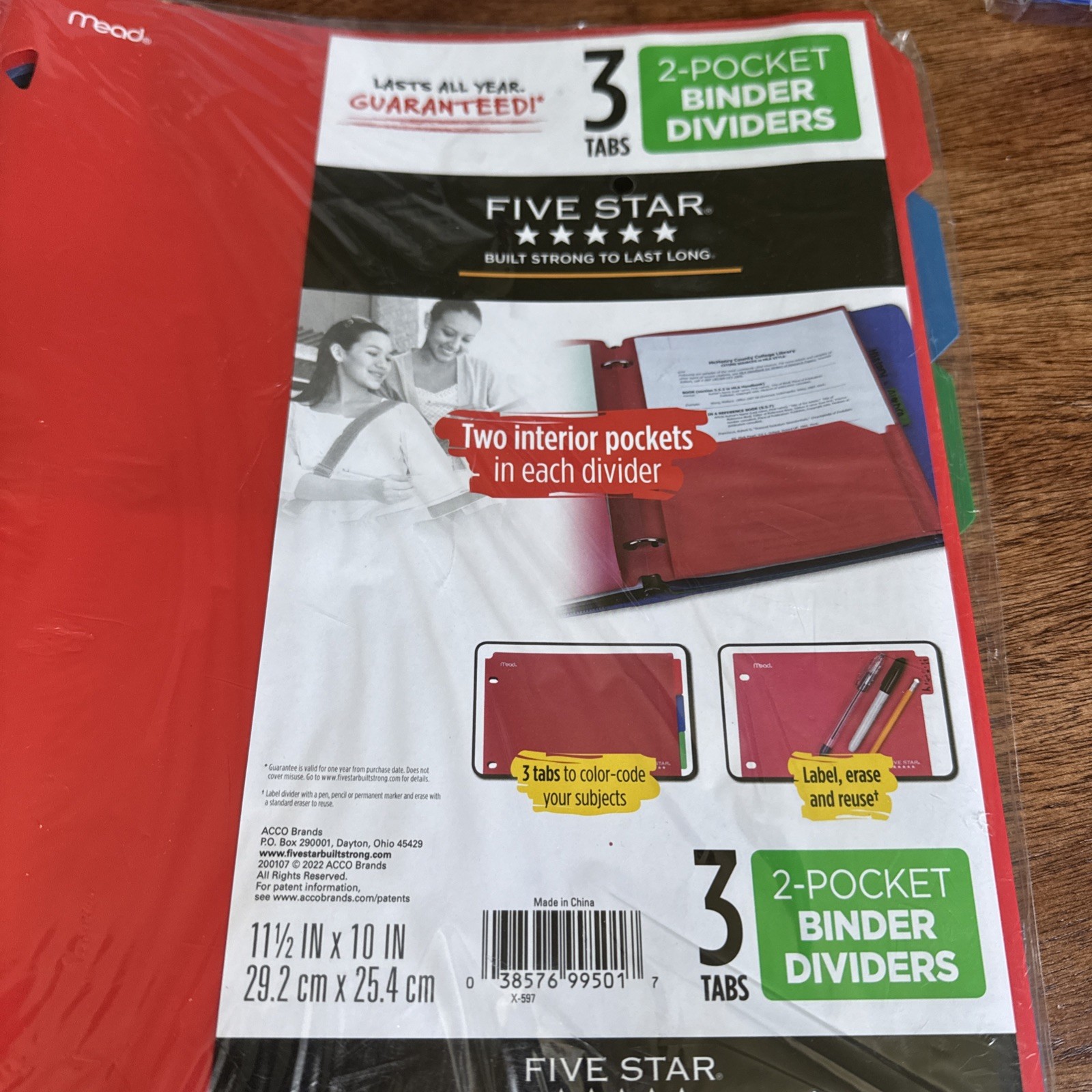 Mead Five Star Binder Folders Dividers 3 Tab 2 Pocket Lot of 2 Packs NEW