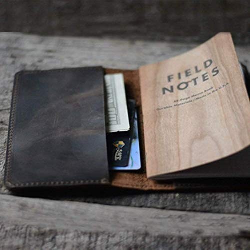 Distressed Leather Checkbook Journal Cover for Field Notes Dark Brown