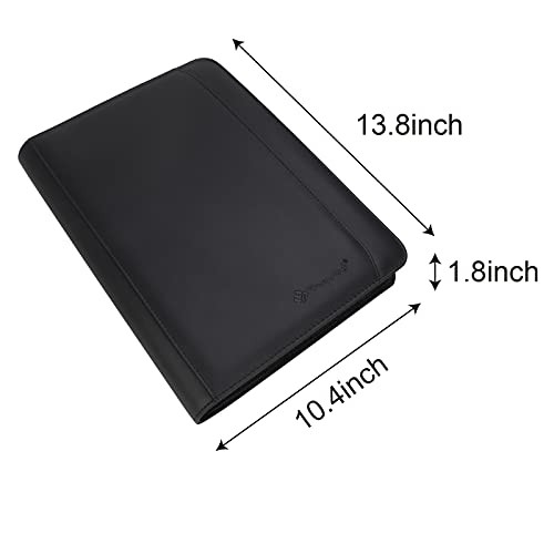 Business Portfolio with Zipper Zippered Portfolio With 3 Ring Binder+calculator
