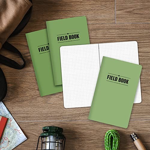 Field Notebook/Journal – 5″x8″ – Green Cover – Graph Book – Pack of 4
