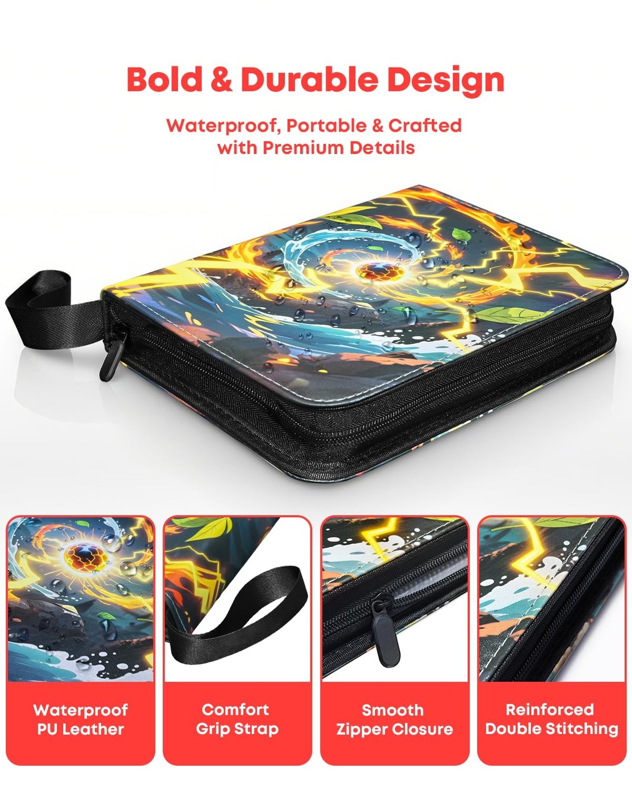Trading Card Binder 4 Pocket, Card Binder 400 Pockets Holder Album with 50 Re…